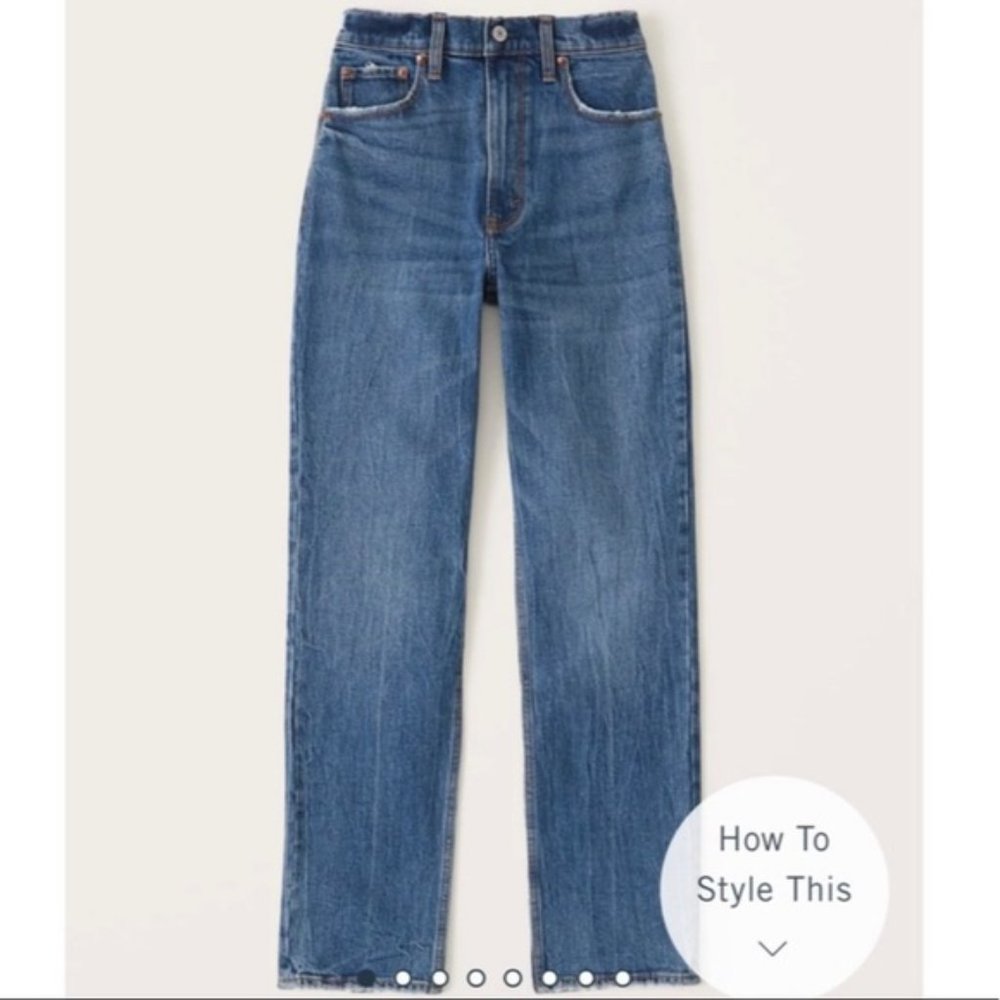 Abercrombie 90s’ straight ultra high rise jeans (dark wash)